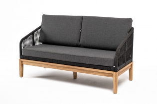 MR1001611 диван 2-местный плетеный из роупа, каркас алюминий светло-серый шагрень, роуп серый меланж